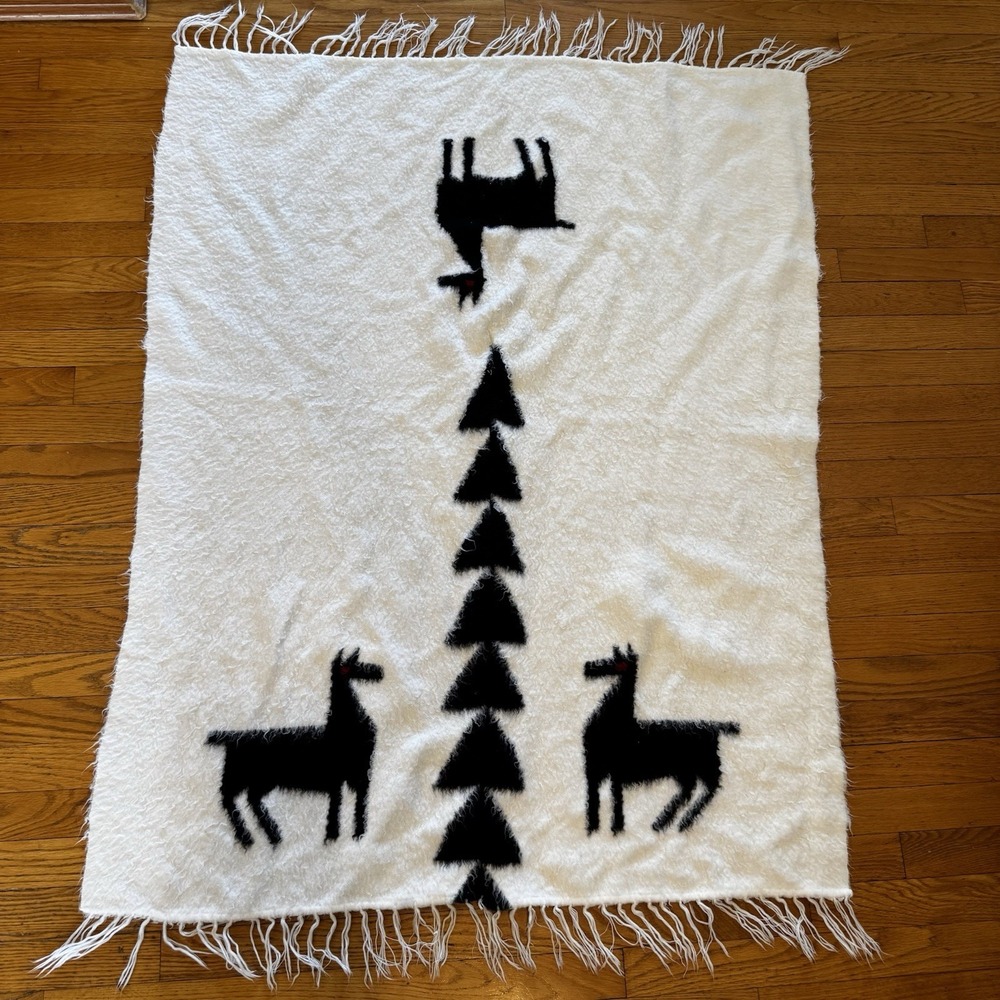 Handmade Ecuadorian Alpaca Fur Pelt Rug Wall Hanging / Lap Blanket 38" X 49.5"